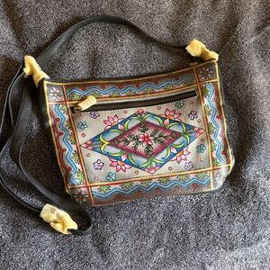 Painted Floral Crossbody Bag in Multicolor